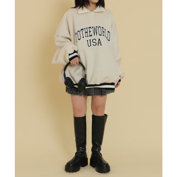ラインリブハーフZIPビッグスウェット | WEGO【WOMEN】 | 詳細画像2 