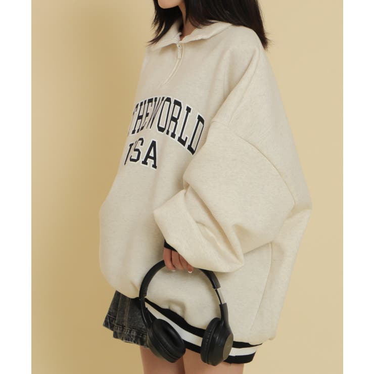 ラインリブハーフZIPビッグスウェット | WEGO【WOMEN】 | 詳細画像4 