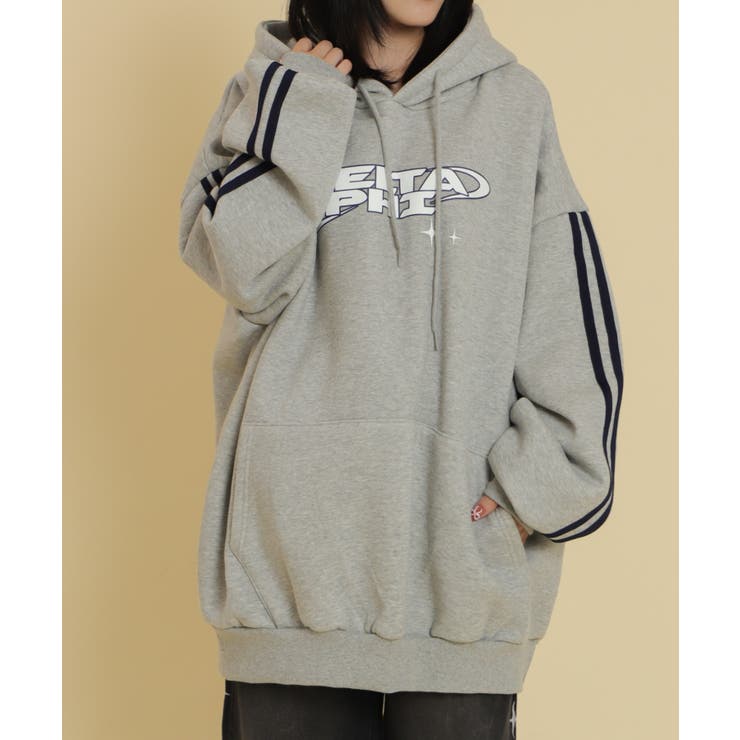 杢グレー | 2ラインロゴビッグパーカー | WEGO【WOMEN】