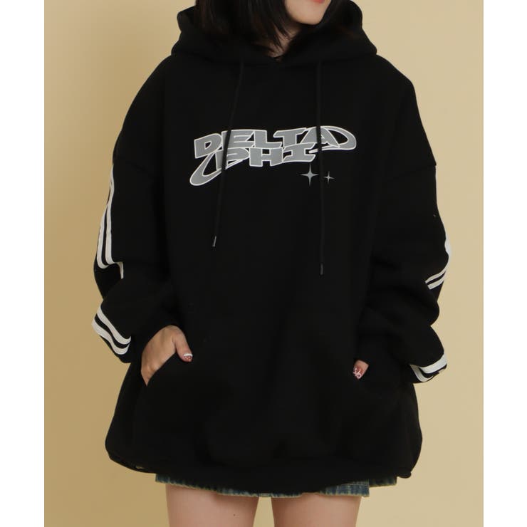 ブラック | 2ラインロゴビッグパーカー | WEGO【WOMEN】