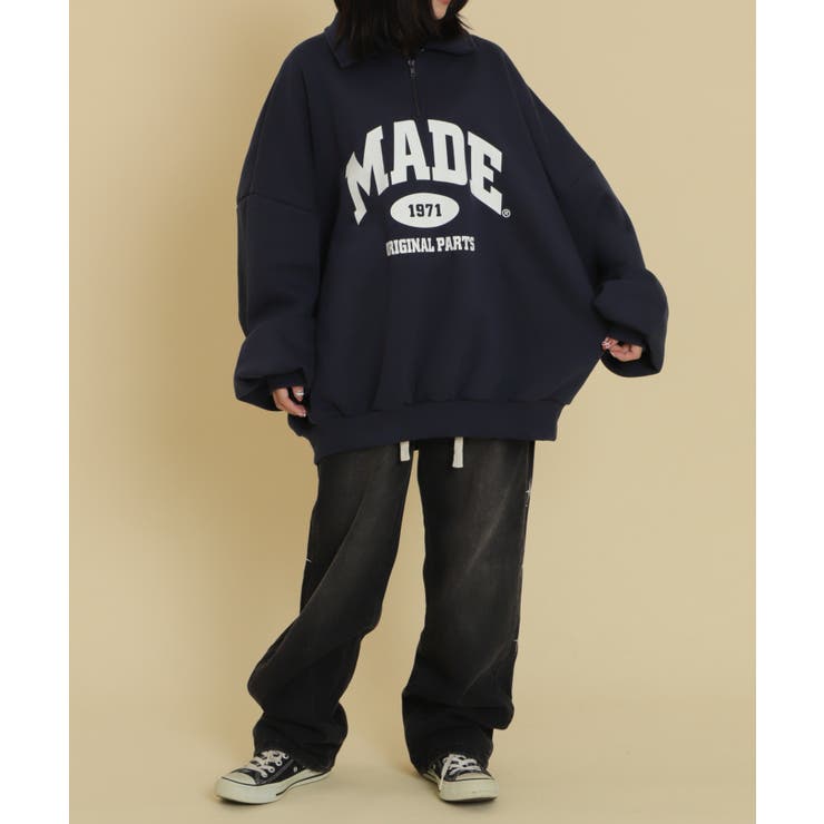 ハーフZIPカレッジビッグスウェット | WEGO【WOMEN】 | 詳細画像2 