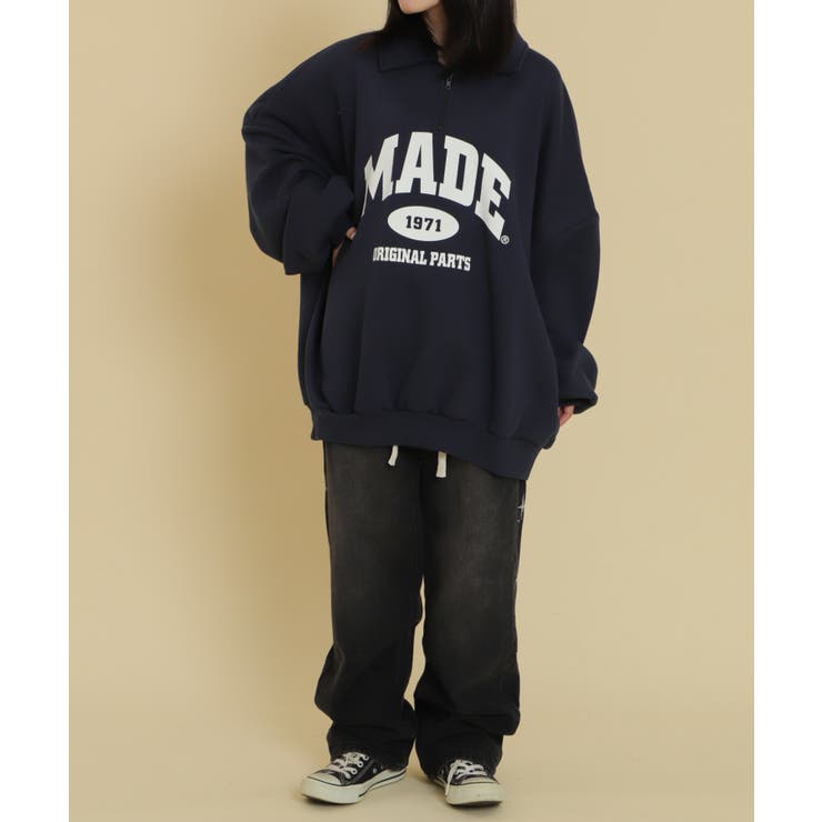 ハーフZIPカレッジビッグスウェット | WEGO【WOMEN】 | 詳細画像7 