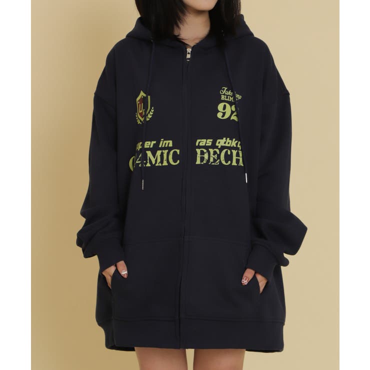 ネイビー | ゲームデザインビッグジップパーカー | WEGO【WOMEN】