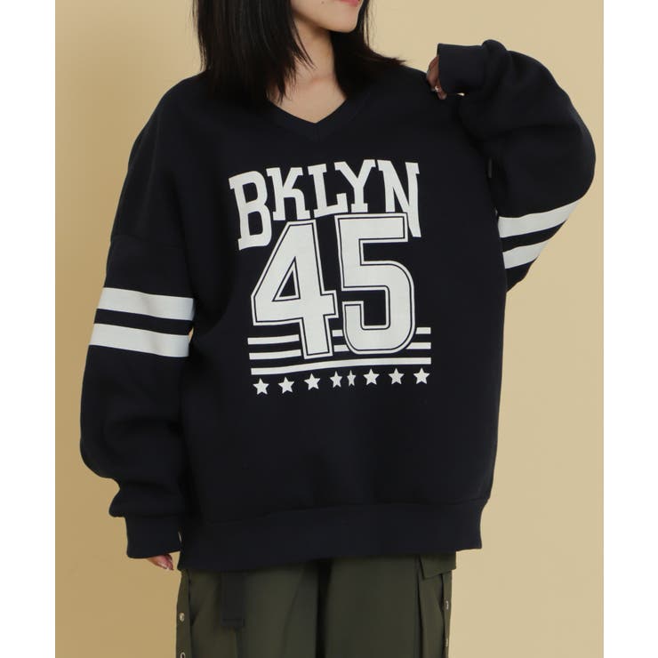 ネイビー | BKLYNナンバービッグスウェット | WEGO【WOMEN】