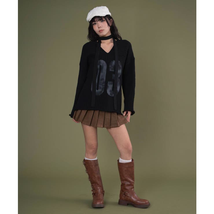 Vネックナンバービッグニット | WEGO【WOMEN】 | 詳細画像2 
