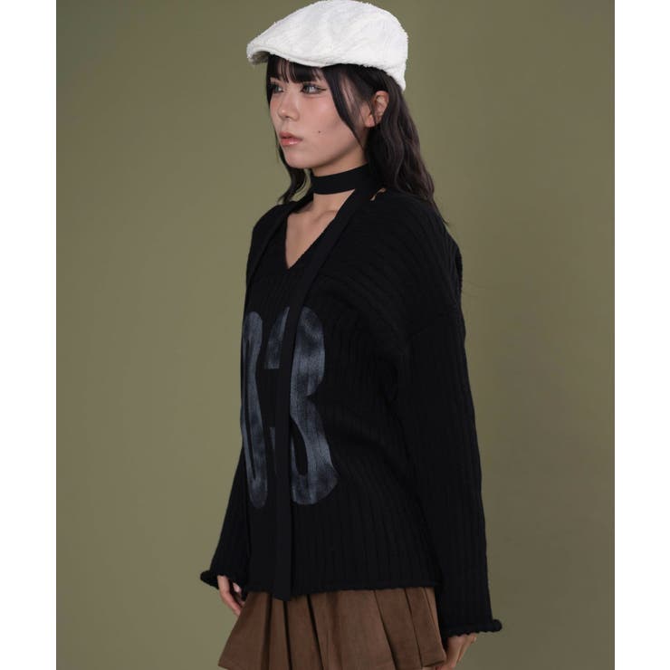 Vネックナンバービッグニット | WEGO【WOMEN】 | 詳細画像3 