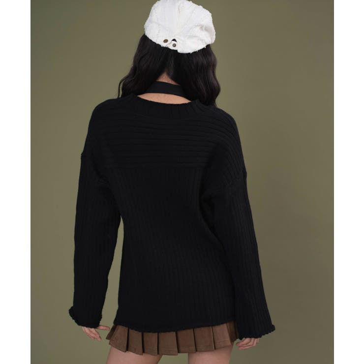 Vネックナンバービッグニット | WEGO【WOMEN】 | 詳細画像4 