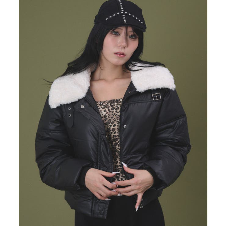 ブラック | Fファーパデッドブルゾン | WEGO【WOMEN】