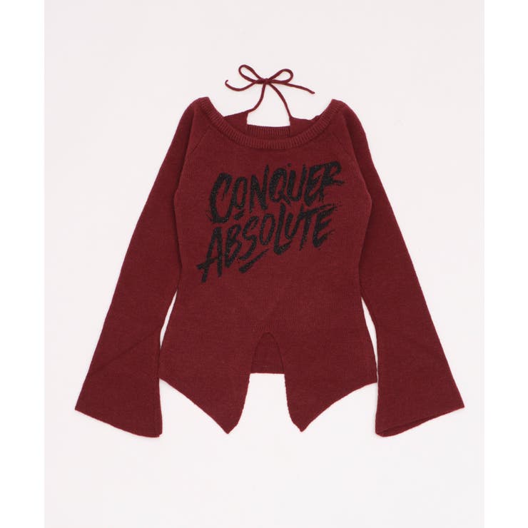 ワイン | オフショルロゴスリットニットトップ | WEGO【WOMEN】