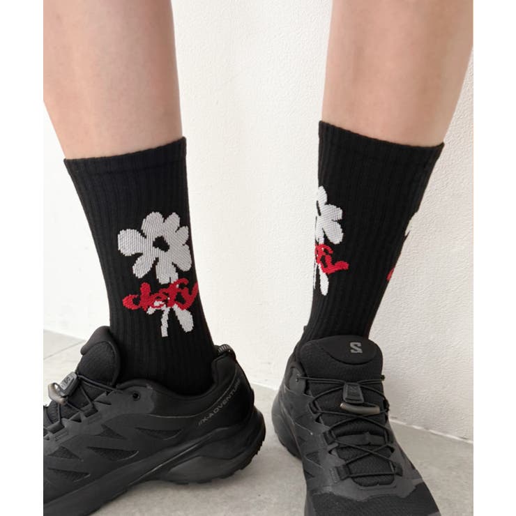 ブラック | フラワーデザインソックス | WEGO【MEN】