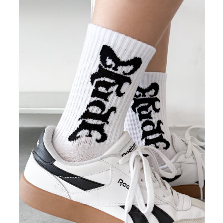 ホワイト | Eludeロゴリブソックス | WEGO【WOMEN】