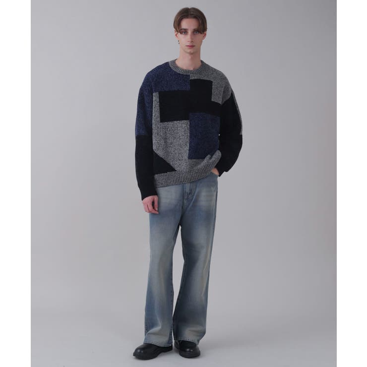 ベロアモールカラーブロックプルオーバー | WEGO【MEN】 | 詳細画像2 