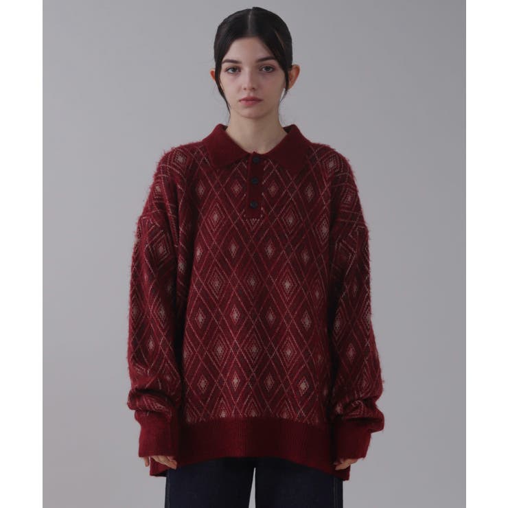 ワイン | アーガイルニットポロ | WEGO【MEN】