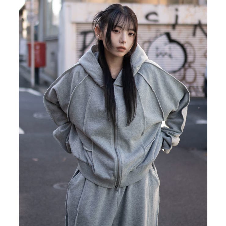 杢グレー | スウィッチングZIPパーカー | WEGO【MEN】