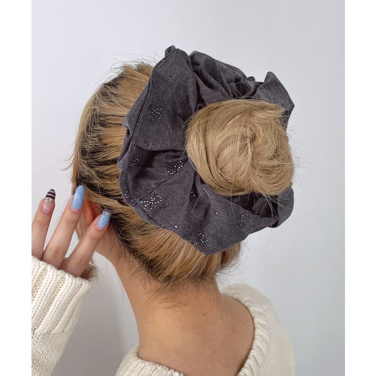 グレー | Lラインストーンリボンシュシュ | WEGO【WOMEN】