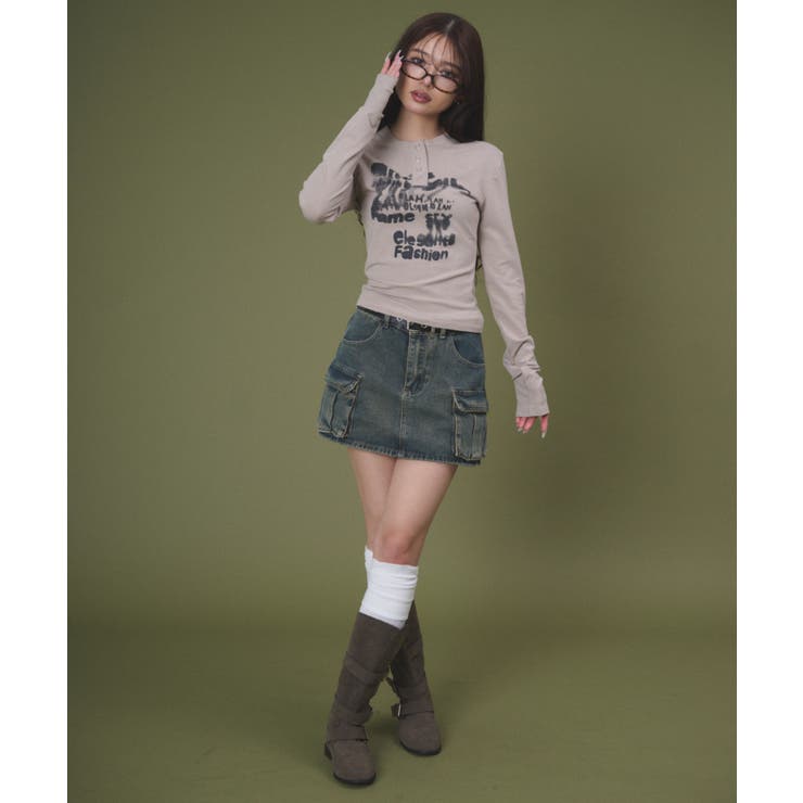 ヘンリーネックロゴトップ | WEGO【WOMEN】 | 詳細画像9 