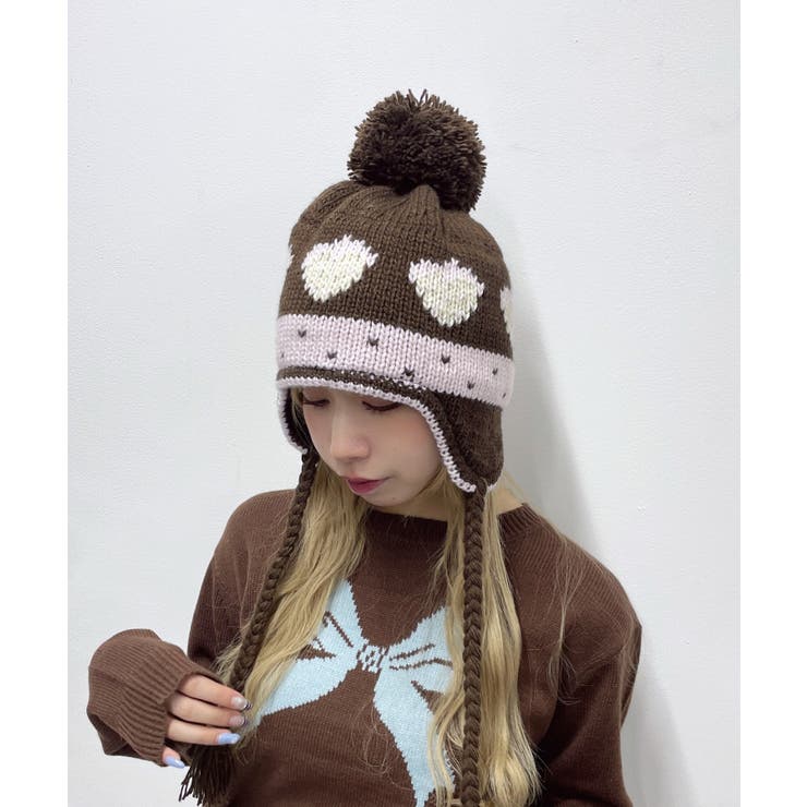 ブラウン | ポンポン付きジャガードビーニー | WEGO【MEN】