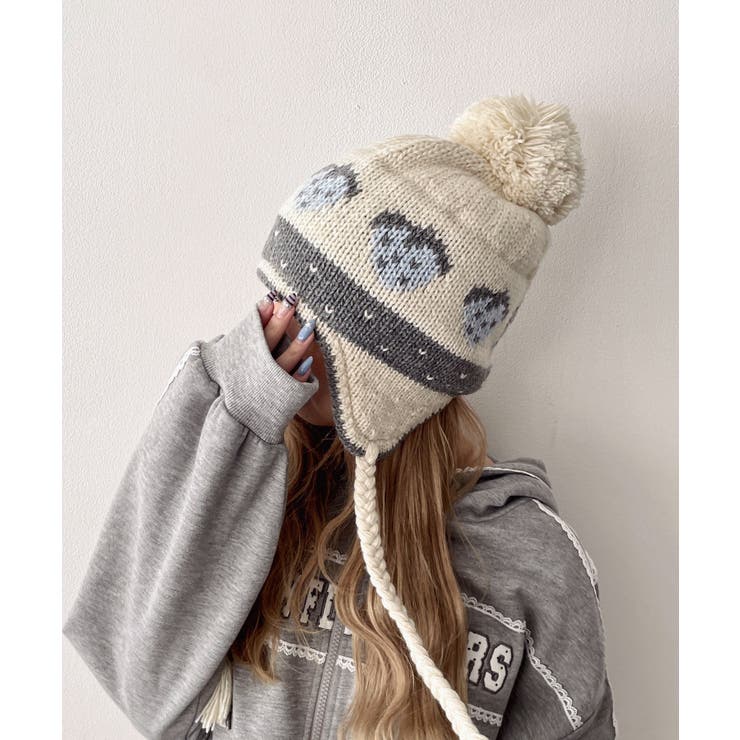 オフホワイト | ポンポン付きジャガードビーニー | WEGO【MEN】