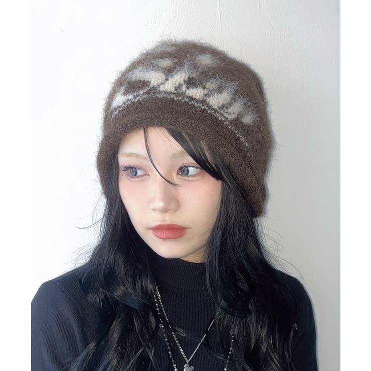 ブラウン | ロゴジャガードファジービーニー | WEGO【MEN】