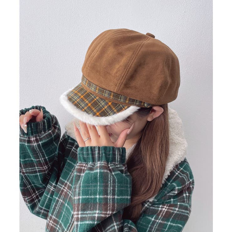 ベージュ | チェック柄Fスエードキャスケット | WEGO【MEN】