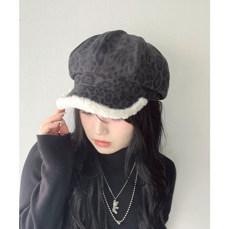 ブラック | ファー付きレオパードキャスケット | WEGO【MEN】