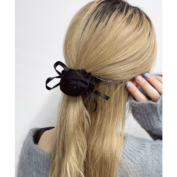 ブラック | Lローズリボンヘアゴム | WEGO【WOMEN】