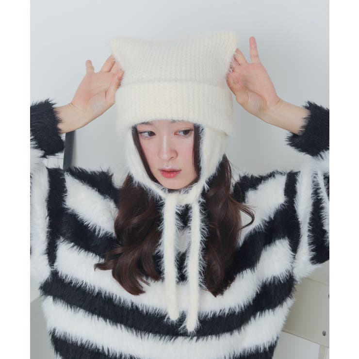 オフホワイト | イヤーネコミミニットキャップ | WEGO【MEN】