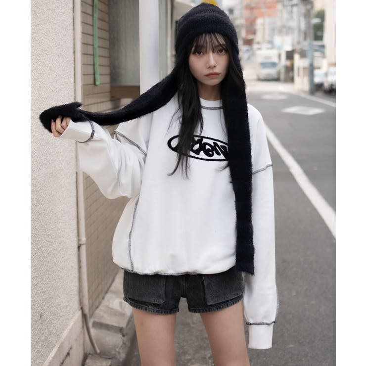 ホワイト | ショートカラーステッチサガラロゴプルオーバー | WEGO【MEN】