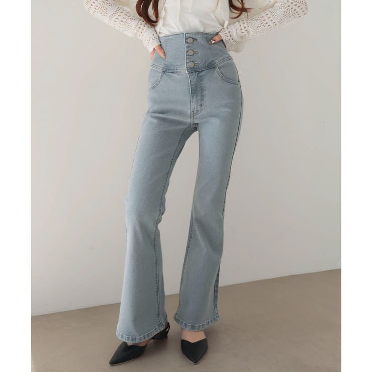ハイウエストストレッチフレアデニムパンツ | WEGO【WOMEN】 | 詳細画像1 
