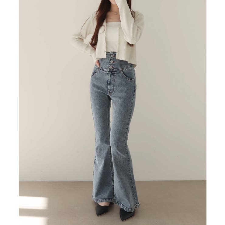 ハイウエストストレッチフレアデニムパンツ | WEGO【WOMEN】 | 詳細画像3 