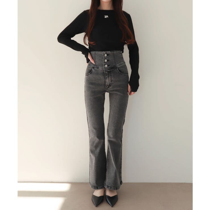 ハイウエストストレッチフレアデニムパンツ | WEGO【WOMEN】 | 詳細画像37 