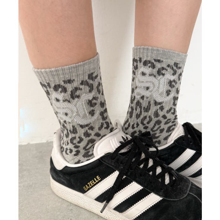 ライトグレー | ラメロゴレオパード柄ソックス | WEGO【WOMEN】