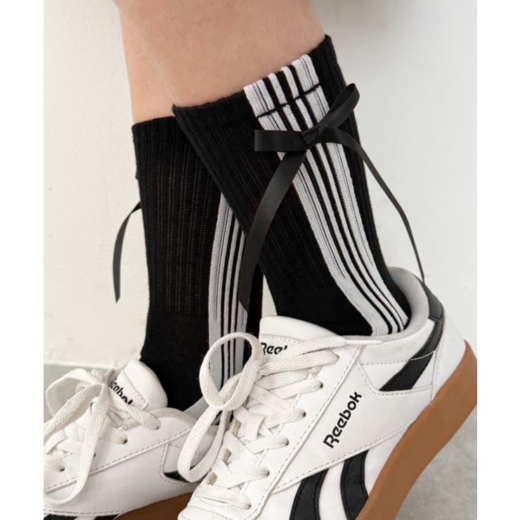 ブラック | サイドラインリボンソックス | WEGO【WOMEN】