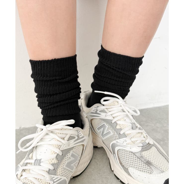 ブラック | ローゲージゆるリブソックス | WEGO【WOMEN】