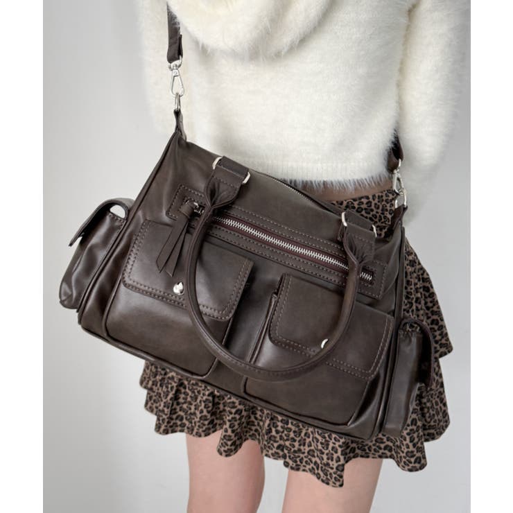 ブラウン | ポケットデザインボストンショルダー | WEGO【WOMEN】