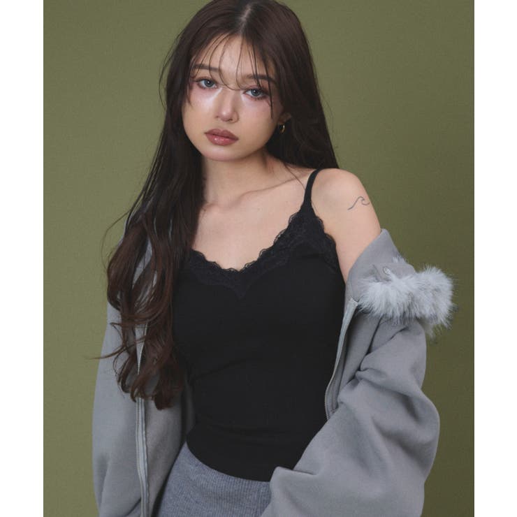 ブラック | Vネックレースキャミソール | WEGO【WOMEN】