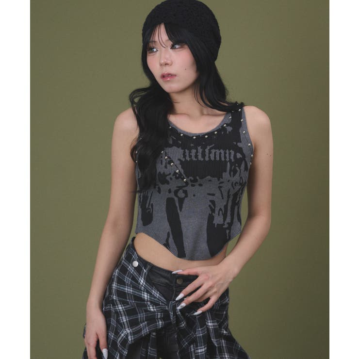 113 | スタッズグラフィックタンク | WEGO【WOMEN】