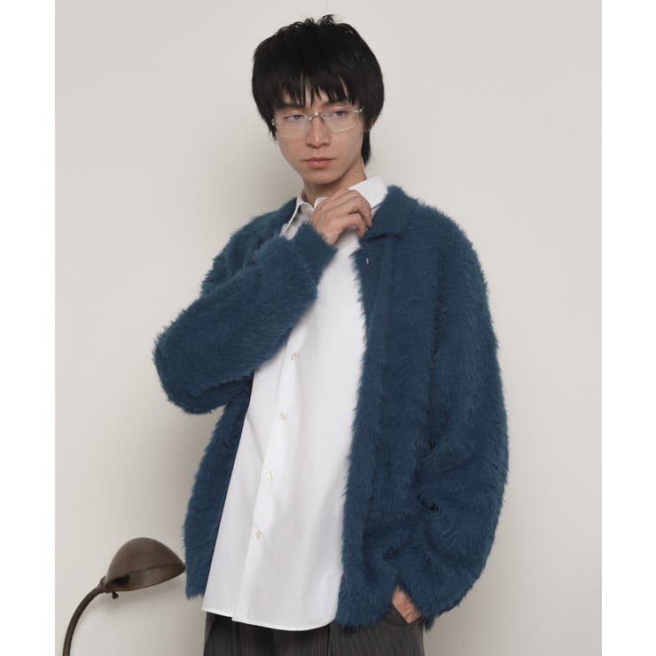 ブルー | フェザーニットボタンシャツ | WEGO【MEN】