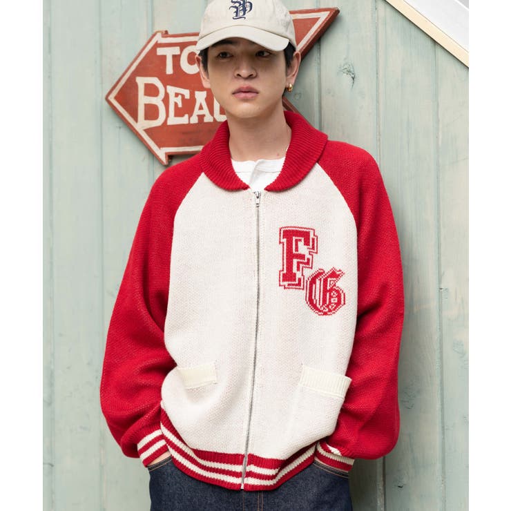 レッドその他 | グラフィックZIPニットブルゾン | WEGO【MEN】