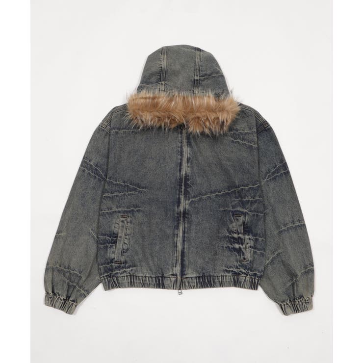 ファーフードスラッシュデニムブルゾン | WEGO【MEN】 | 詳細画像1 