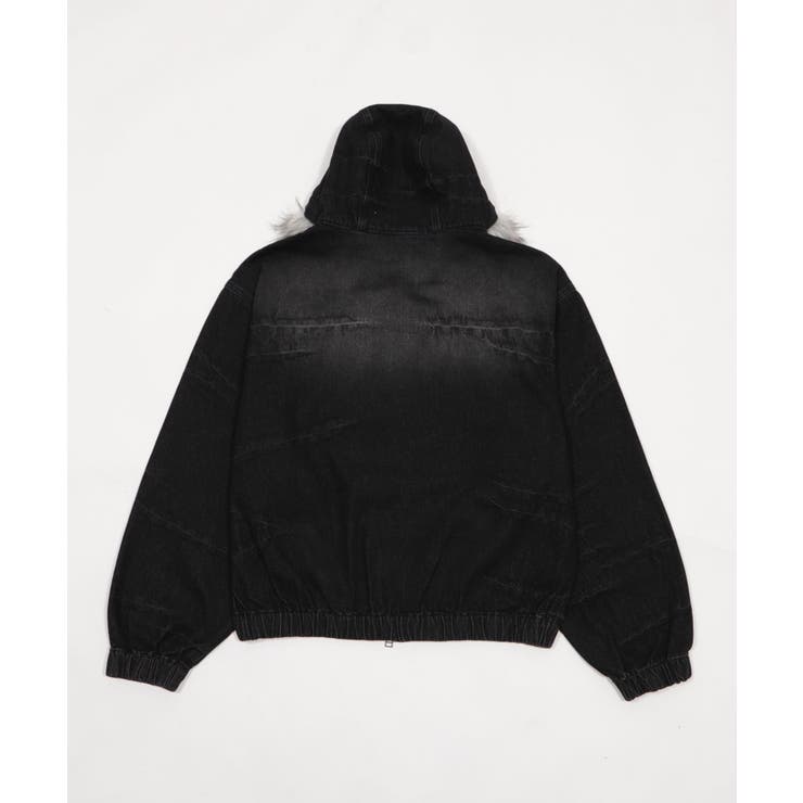 ファーフードスラッシュデニムブルゾン | WEGO【MEN】 | 詳細画像3 