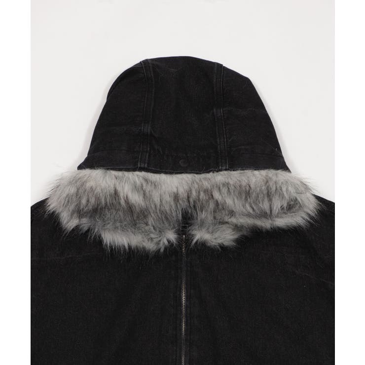 ファーフードスラッシュデニムブルゾン | WEGO【MEN】 | 詳細画像4 