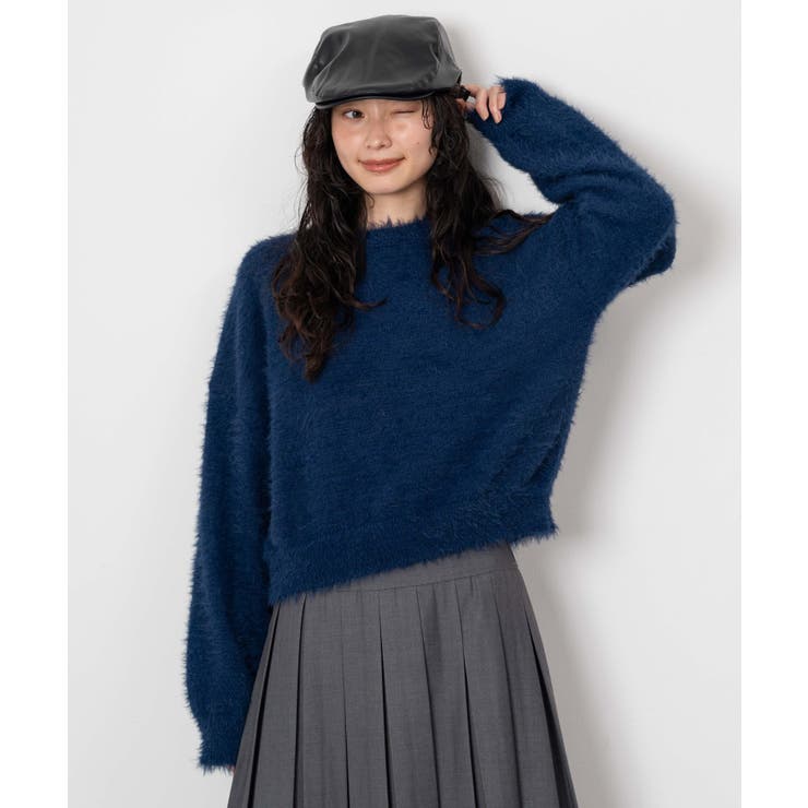ネイビー | シャギーニットプルオーバー | WEGO【WOMEN】
