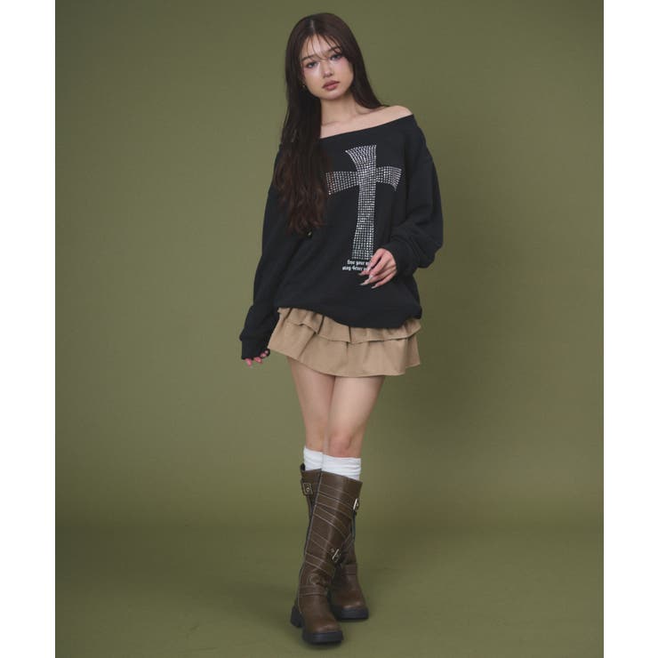 スタッズクロスオフショルスウェット | WEGO【WOMEN】 | 詳細画像5 
