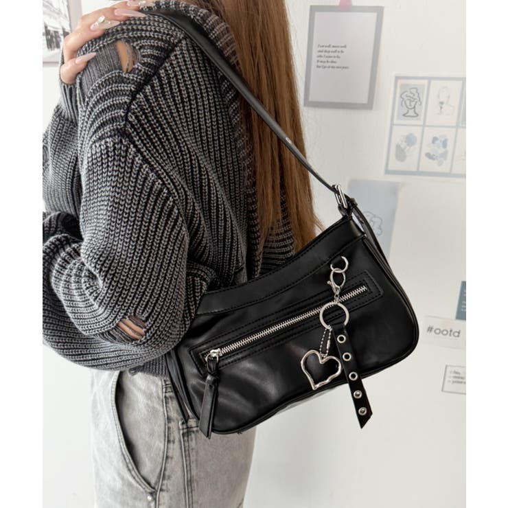 ブラック | チャーム付きハトメベルトバッグ | WEGO【WOMEN】