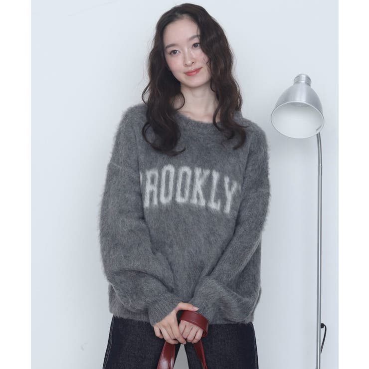 グレー | モヘアタッチBROOKLYNロゴニット | WEGO【WOMEN】