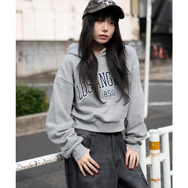 グレーその他 | グラフィックショートプルパーカー | WEGO【WOMEN】