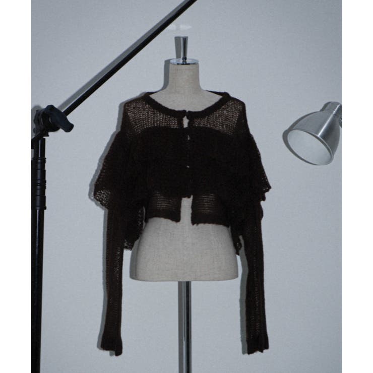 ブラウン | フリルメッシュショートカーデ | WEGO【WOMEN】