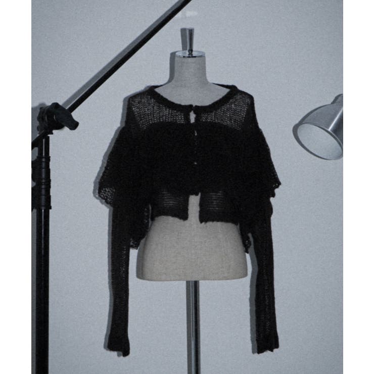 ブラック | フリルメッシュショートカーデ | WEGO【WOMEN】