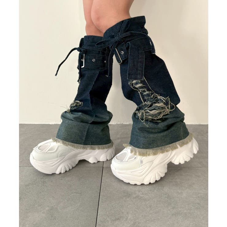 デニム中濃色 | クロスフリンジレッグカバー | WEGO【WOMEN】